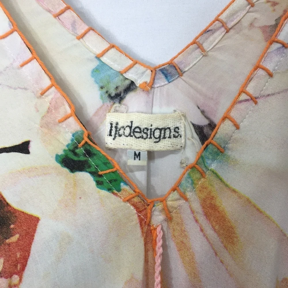 LJC Designs Women Floral High Low Beach Cover Up Size M Like-New Condition